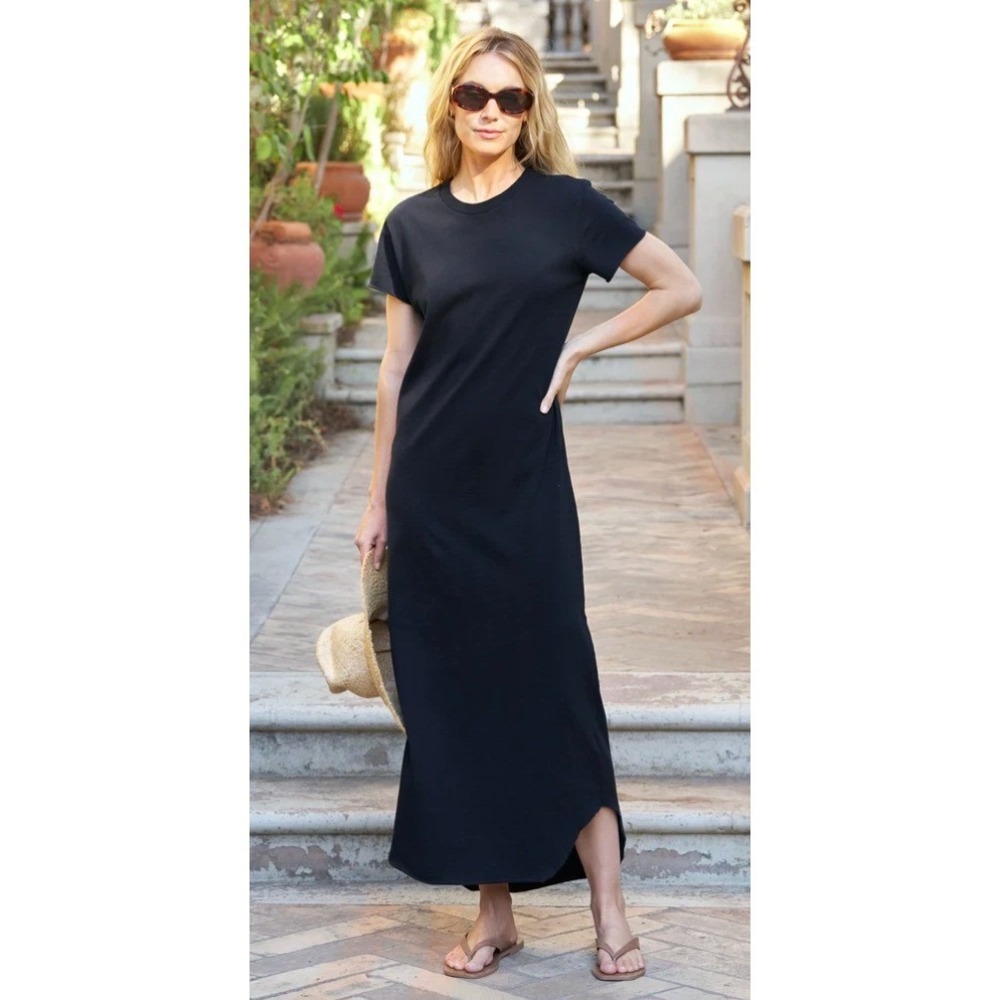 Frank & Eileen Harper Perfect Tee Maxi Dress Black Cotton LAB419HJ Small